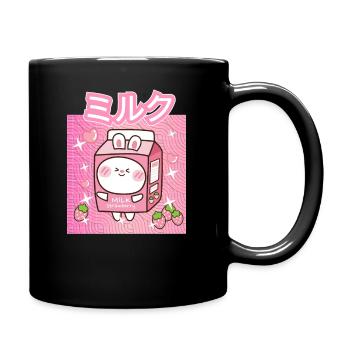 Funny Retro 90s Japan Erdbeer Milch Strawberry - Tasse einfarbig - Schwarz - Rechts