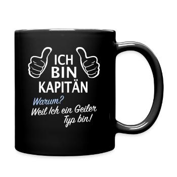 Motorboot Kapitän Segelboot Sport Boot Skipper - Tasse einfarbig - Schwarz - Rechts