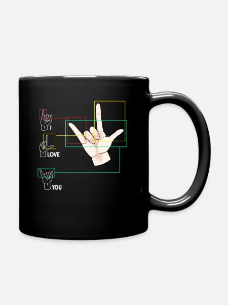 Zeichensprache Handzeichen ASL Ich liebe dich - Tasse einfarbig - Schwarz