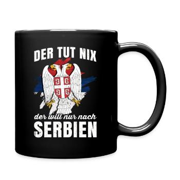 Serbien Jugo Geschenk Belgrad Serbia Wappen Srbija - Tasse einfarbig - Schwarz - Rechts