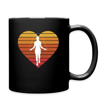 Vintage Retro Seilspringen T-Shirt Geschenk Herz - Tasse einfarbig - Schwarz - Rechts
