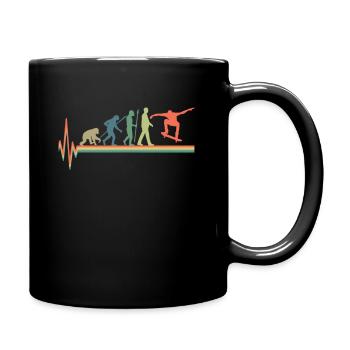 Vintage Herzschlag Skater Skateboarder Evolution - Tasse einfarbig - Schwarz - Rechts