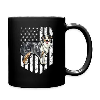 Black White American Flag Berger australien 4ème - Mug uni - noir - Droite