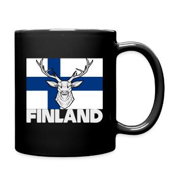 Helsinki Finland Souvenir Reindeer Gift - Full Colour Mug - black - Right