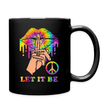 Hippie 70s Peace - Full Colour Mug - black - Right