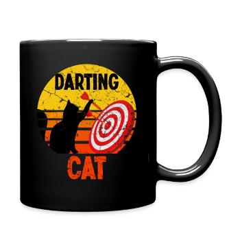 Dartspieler Katze Dart sport - Tasse einfarbig - Schwarz - Rechts