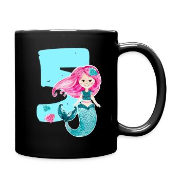 5. Geburtstag Meerjungfrau 5 Jahre - Tasse einfarbig - Schwarz - Rechts