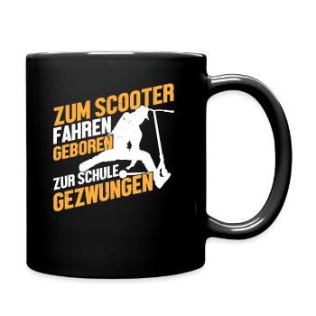 Cooles Stunt Scooter Tretroller Skater Geschenk - Tasse einfarbig - Schwarz - Rechts