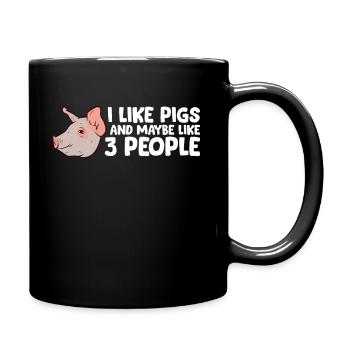 J’aime les cochons et peut-être comme 3 personnes - Mug uni - noir - Droite