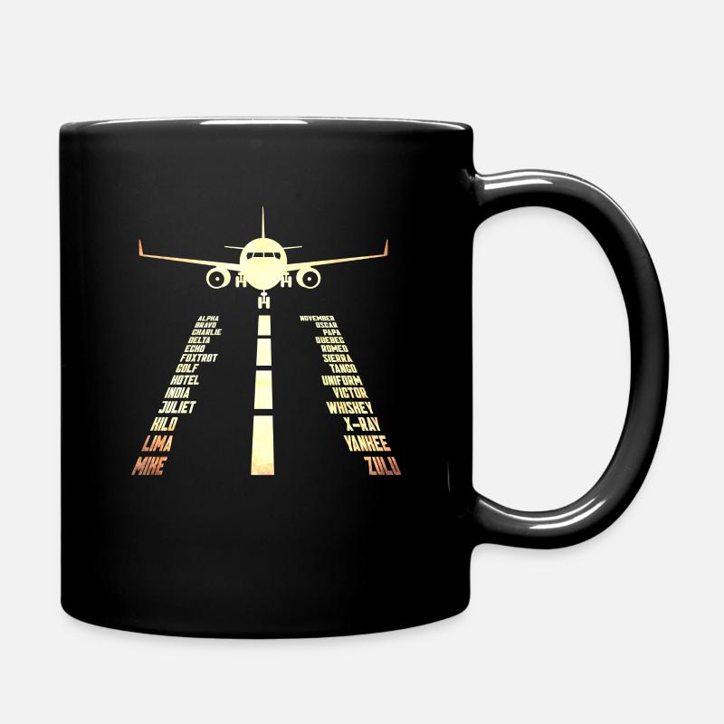 Flugzeug Pilotenalphabet Landebahn Pilot Geschenk - Tasse einfarbig - Schwarz