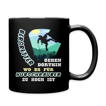 Bergretter Geschenk Bergrettung Wanderer - Tasse einfarbig - Schwarz - Rechts