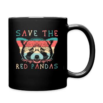 Save the Red Pandas Retro Red Panda Cute - Full Colour Mug - black - Right