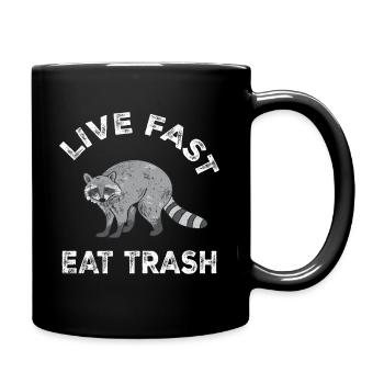 Waschbär Racoon Tier Geschenk Frettchen Marder - Tasse einfarbig - Schwarz - Rechts