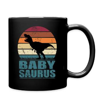 BabySaurus Dinosaur Offspring Baby Dino Birth - Full Colour Mug - black - Right