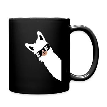 Lama Llama Alpaca with Sunglasses - Full Colour Mug - black - Right