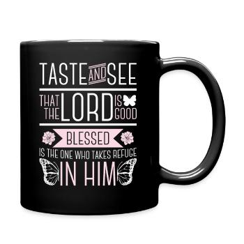 Christlicher Bibelvers Religion Sonnenblume Blume - Tasse einfarbig - Schwarz - Rechts