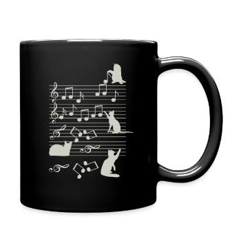 Katze Musik Note - Tasse einfarbig - Schwarz - Rechts