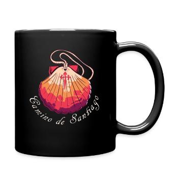 Camino de Santiago Jakobsweg Pilgermuschel Pilger - Tasse einfarbig - Schwarz - Rechts