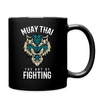 Muay Thai Lion Thai Boxing and Kickboxing - Full Colour Mug - black - Right