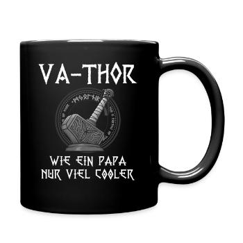 Va-Thor Vater Thor Vatertag Wikinger Papa Geschenk - Tasse einfarbig - Schwarz - Rechts