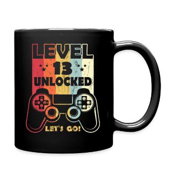LEVEL 13 Unlocked Let's Go! Birthday 13 years - Full Colour Mug - black - Right