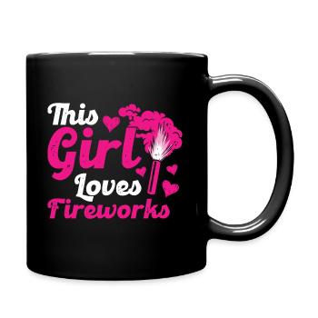 This Girl Loves Fireworks New Year - Tasse einfarbig - Schwarz - Rechts