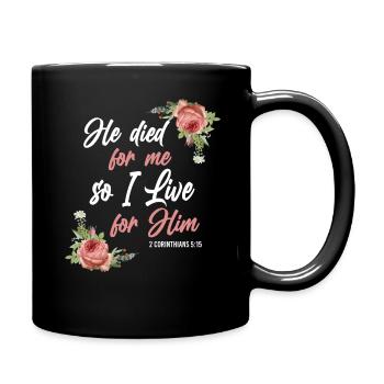 Christlicher Bibelvers Blume Schmetterling - Tasse einfarbig - Schwarz - Rechts