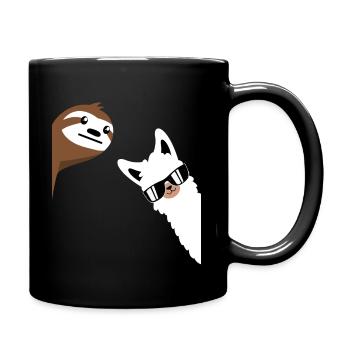Alpagas lama paresseux ferme animaux bureau travail amusant - Mug uni - noir - Droite