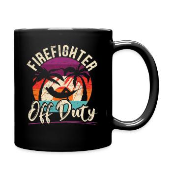Firefighter Off Duty Summer Vacation Beach - Tasse einfarbig - Schwarz - Rechts