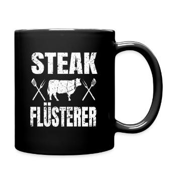 Grillen Metzger Schlachter Koch Fleischer Steak - Tasse einfarbig - Schwarz - Rechts