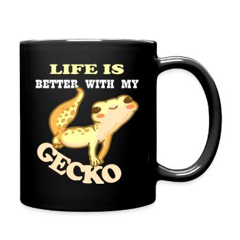 Gecko - life is better with my gecko - Full Colour Mug - black - Right