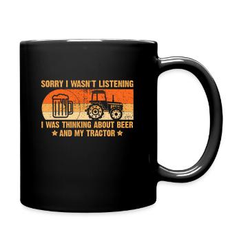 Traktor Bier Trecker Spruch Landwirt Geschenk - Tasse einfarbig - Schwarz - Rechts
