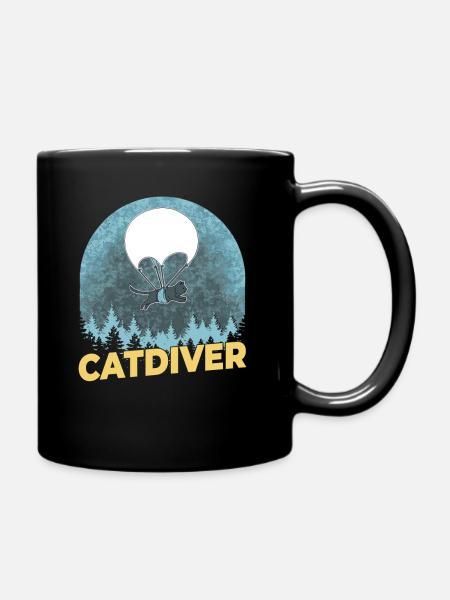 Catdiver - Chat drôle de parachutiste - Mug uni - noir