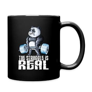 The Struggle is Real Fitness Panda Weightlifting - Full Colour Mug - black - Right