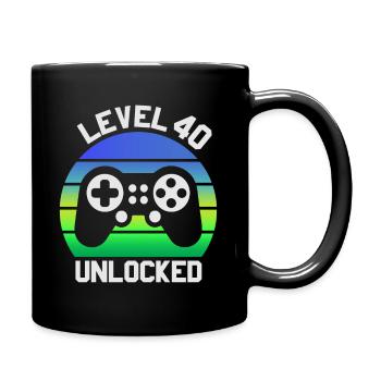 40th Birthday Gift, 40 Year Birthday, Level 40 - Full Colour Mug - black - Right