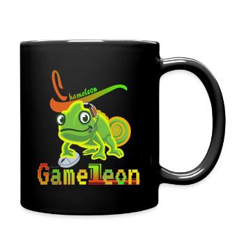 Game Leon . Chamäleon mit Mouse und Headset. - Tasse einfarbig - Schwarz - Rechts