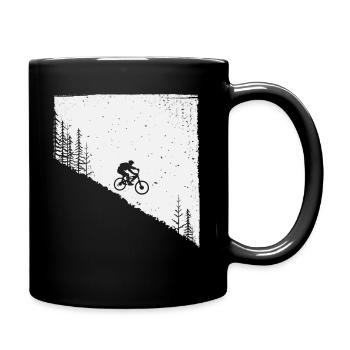Mountainbike Biker Berg Wald Bike Fahrrad - Tasse einfarbig - Schwarz - Rechts