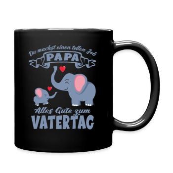 Du machst einen tollen Job Papa Vatertag Elefanten - Tasse einfarbig - Schwarz - Rechts