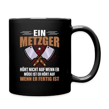Metzger Metzgerei Fleischer - Tasse einfarbig - Schwarz - Rechts