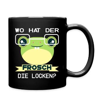 Frosch Frösche quak Kröte Lurch - Tasse einfarbig - Schwarz - Rechts