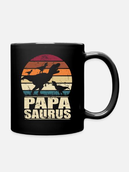 Papasaurus Dinosaurier Drillinge Vater Trex Dino - Tasse einfarbig - Schwarz