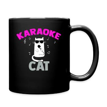 Karaoke Machine Cat Vocalist Microphone Singer Kar - Full Colour Mug - black - Right