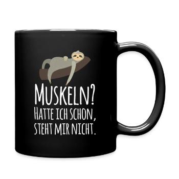 Faultier Sportmuffel Untrainiert Müde Schlafen - Tasse einfarbig - Schwarz - Rechts