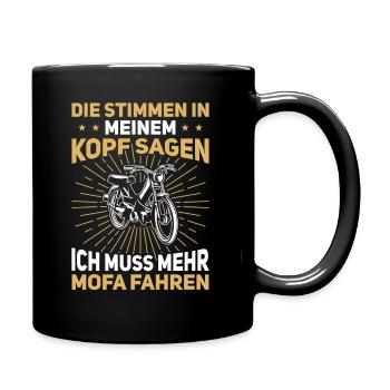 Retro Mofa Geschenk 2 Takter Mokick Moped - Tasse einfarbig - Schwarz - Rechts