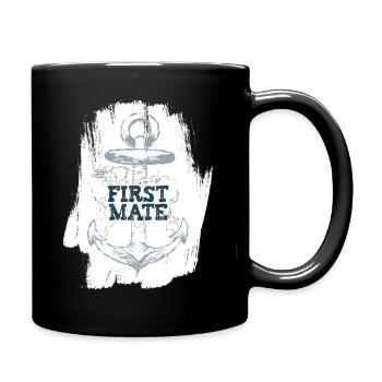 Helmsman - first mate - Anchor with world - Full Colour Mug - black - Right