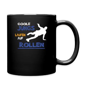 Rollschuh fahren Spruch coole Jungs - Tasse einfarbig - Schwarz - Rechts