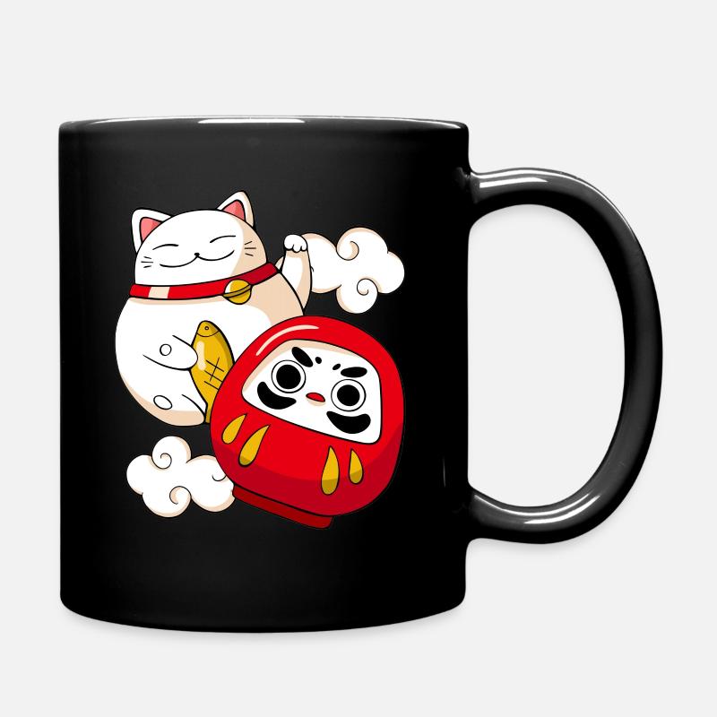 Funny Maneki Neko Cat Japanese Daruma Doll Kawaii - Tasse einfarbig - Schwarz