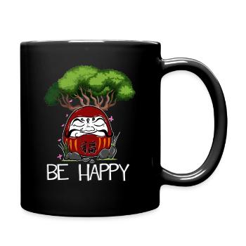Japanese Daruma Doll Yoga Meditation Art Be Happy - Tasse einfarbig - Schwarz - Rechts