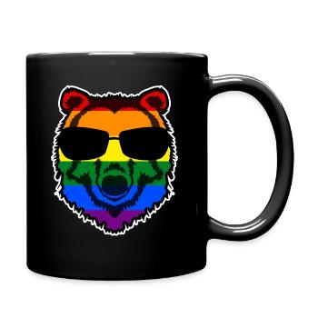 Rainbow Bear Gay Lesbian Bisexual - Full Colour Mug - black - Right
