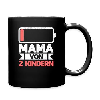 Mama von 2 Kindern zweifache Mutter Zwillingsmama - Tasse einfarbig - Schwarz - Rechts